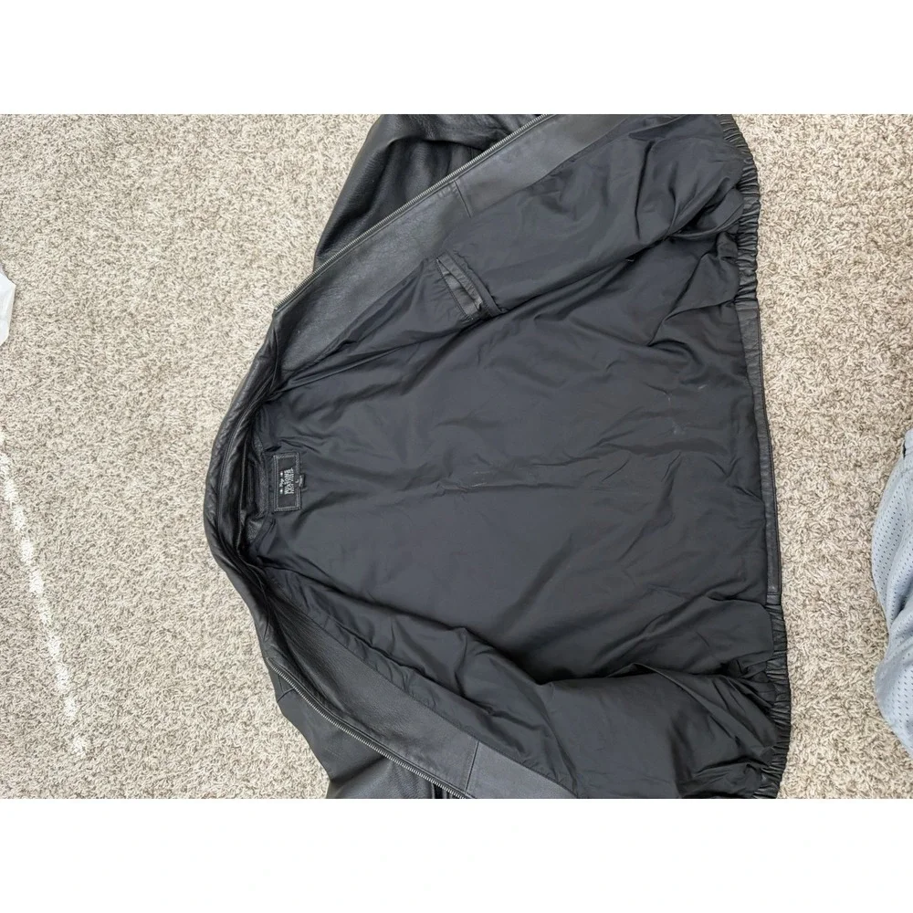 Pelle Studio Wilsons Leather Jacket Mens L Black Bomber Zip Pockets Lined VTG